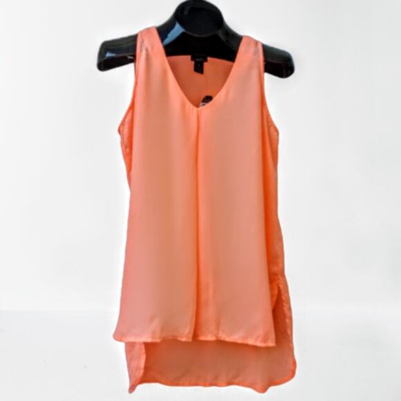 RUE 21 New Coral Dressy Semi Sheer Tank Medium - Picture 1 of 5